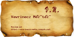 Vavrinecz Máté névjegykártya