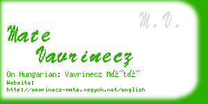 mate vavrinecz business card